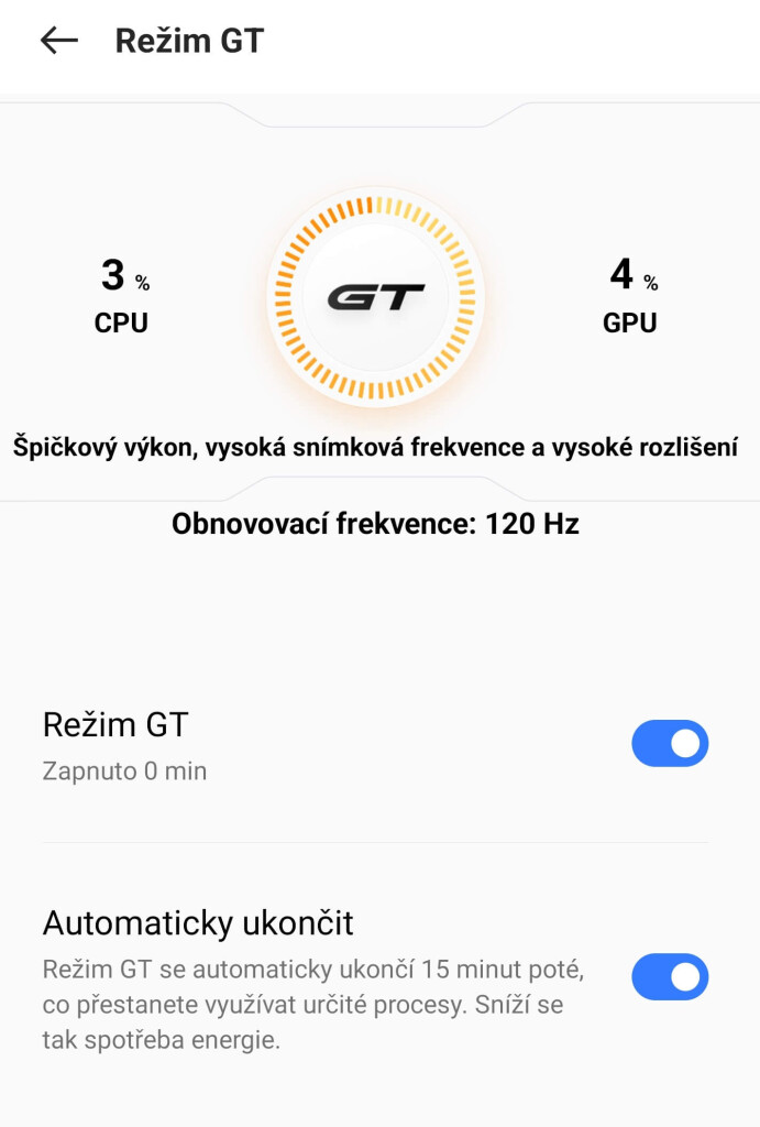 realme GT2 Pro režim GT 3.0