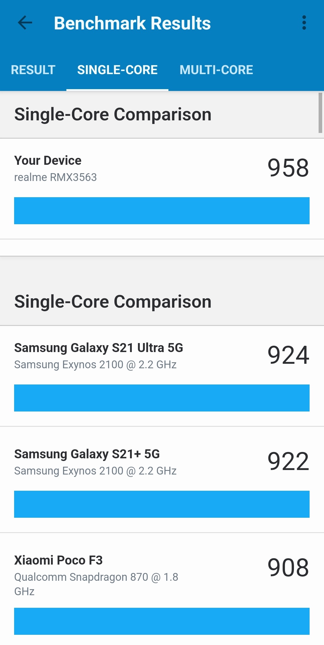 realme GT Neo 3 GeekBench výsledek