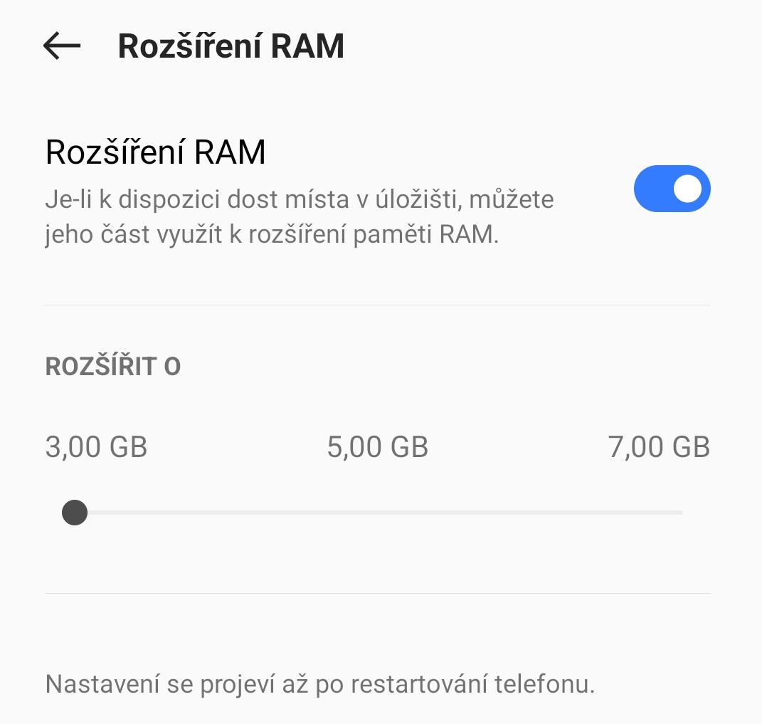 realme GT Neo 3 rozšíření RAM